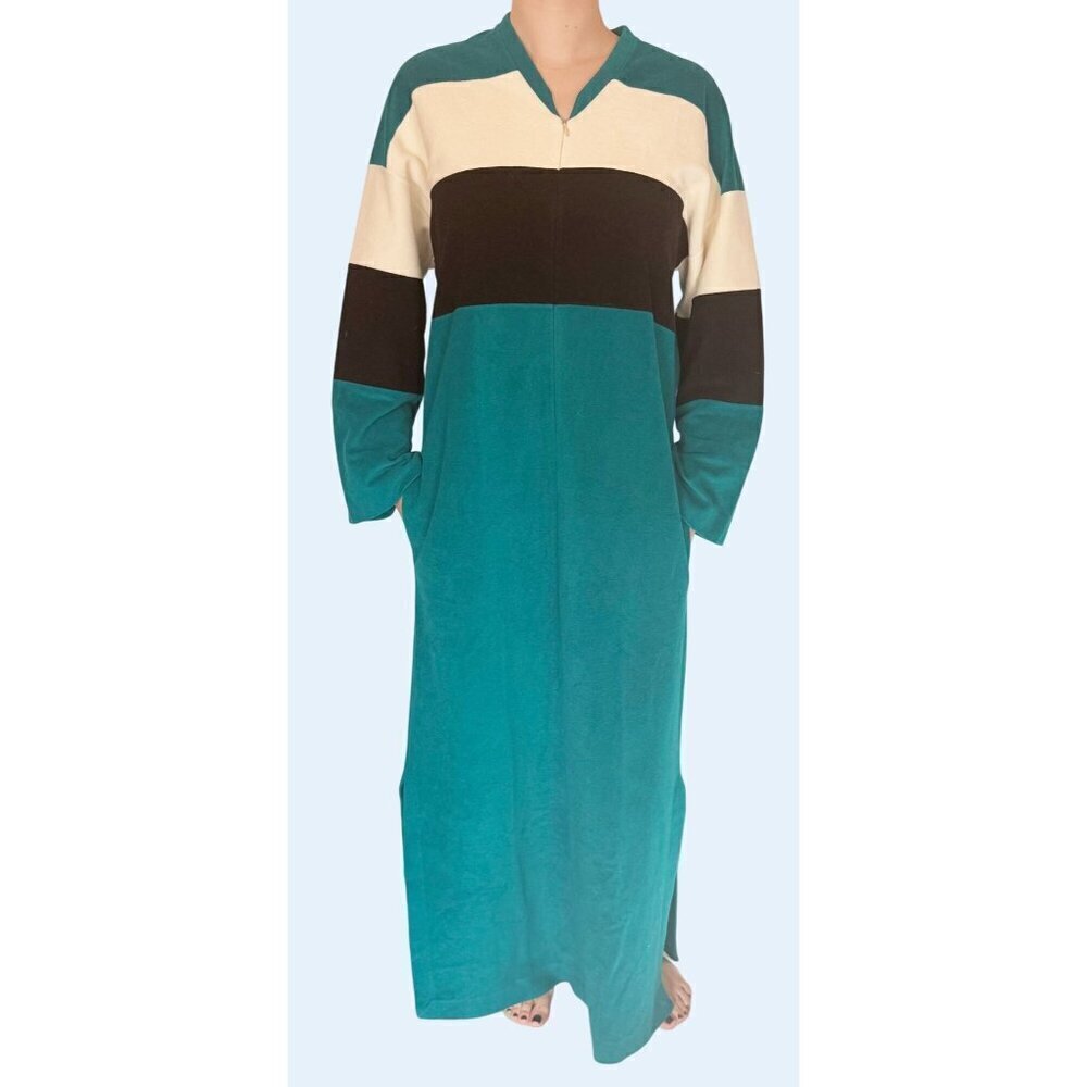 Vintage VANITY FAIR 1980s Velour Robe / House Dress Size Medium